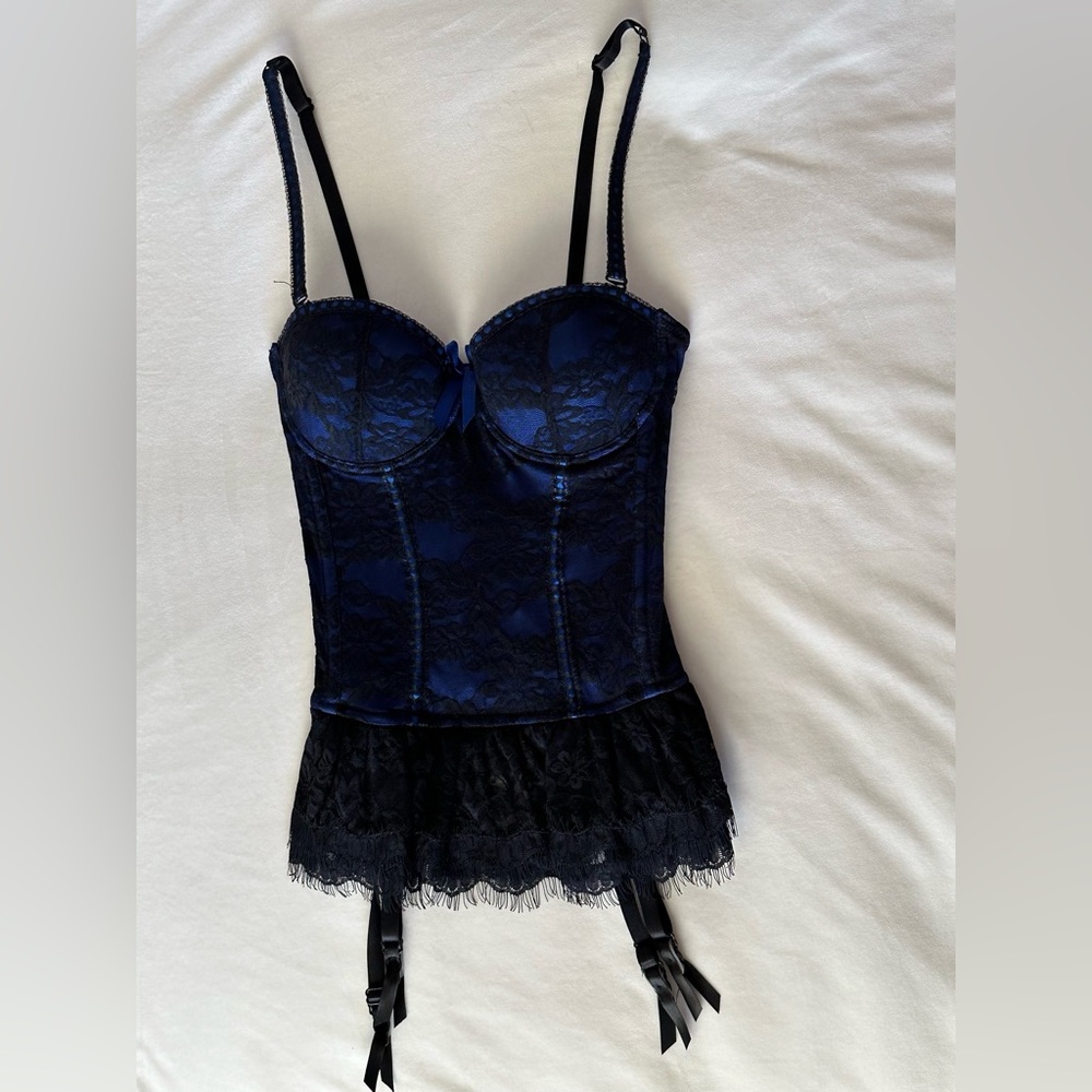 Seven Til Midnight Black/Blue Lace Corset